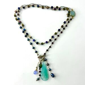 Artisan Wire Wrapped Chalcedony Pendant Necklace